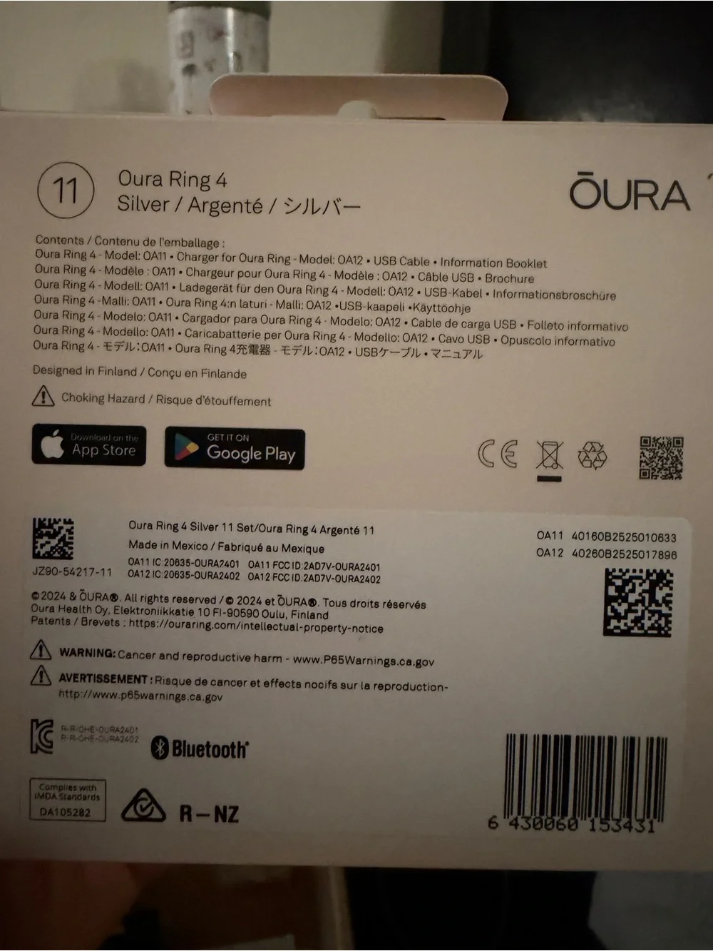 Oura Ring 4 Silver Smart Ring (Silver)